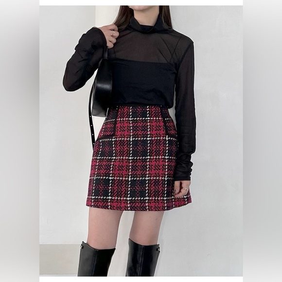 Snidel Women's Roving Checks skirt pants - Picture 6 of 8